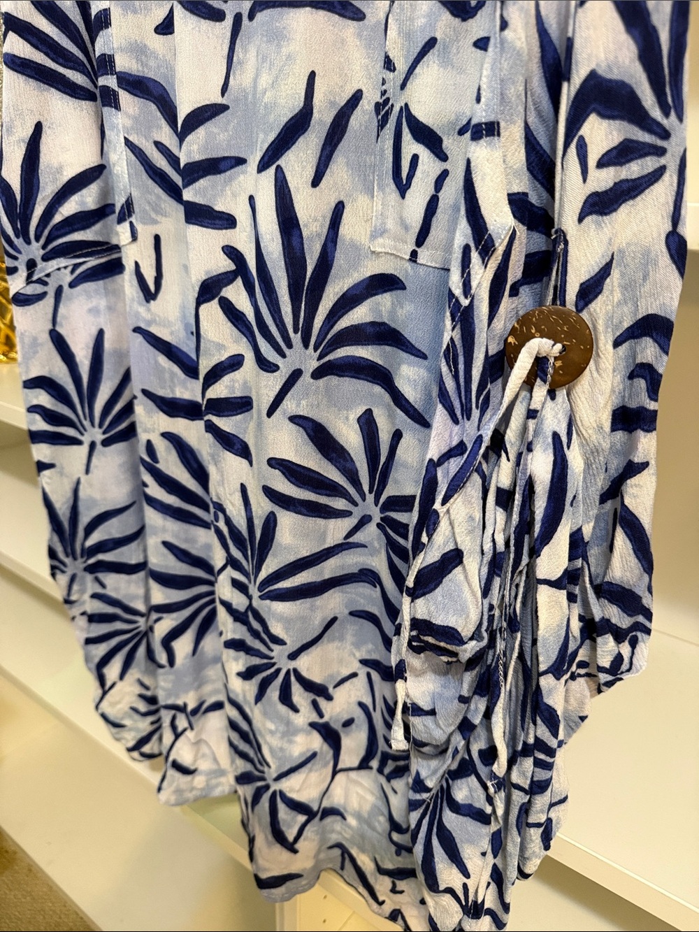 KAKTUS Blue & White Loose Flow Gauge Dress Fits: M/L - Picture 5 of 5